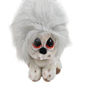 Applause Dog Plush Clive Sheepdog Sad Eyes White Brown Stuffed Animal 1980s 8 in